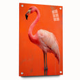 Elegant side view of a flamingo-themed wall art piece made from acrylic glass, showcasing vibrant colors and intricate details. Ideal for modern decor.