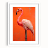 Flamingo-themed wall art collection featuring a vibrant design in a white frame with a mat, showcasing elegant pink flamingos against a tropical backdrop, perfect for home decor.