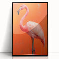Framed acrylic wall art showcasing a vibrant flamingo design in black frame, perfect for modern home decor, adding a touch of elegance and color.