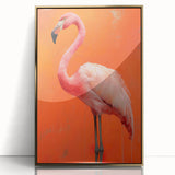 Framed wall art featuring a vibrant flamingo design with a gold-acrylic finish, showcasing tropical colors and a modern aesthetic. Ideal for stylish home decor.