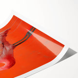 Flamingo-themed wall art print showcasing vibrant pink and green colors, rolled and ready for display. Ideal for tropical decor enthusiasts seeking unique home accents.