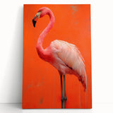 Flamingo-themed wall art collection featuring vibrant pink and green colors on stretched canvas, adding a tropical touch to home decor. Perfect for nature lovers.