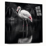 Flamingo-themed wall art collection displayed in acrylic glass, showcasing vibrant pink hues and elegant design. Perfect for adding a tropical touch to home decor.