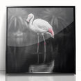 Framed acrylic wall art featuring a vibrant flamingo design, set against a sleek black background, perfect for enhancing modern home decor with a touch of elegance.