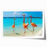 Vibrant rolled wall art print showcasing a stylish flamingo design, perfect for modern decor. The artwork features bold colors and intricate details, enhancing any space.