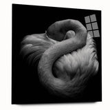 Side view of a vibrant flamingo design wall art collection displayed in an acrylic glass frame, showcasing intricate details and vivid colors, ideal for modern decor.