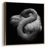 Framed wall art showcasing a vibrant flamingo design on canvas, featuring a gold frame and side view, ideal for chic home decor and tropical themes.
