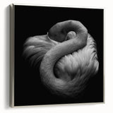 Framed wall art featuring a stylish flamingo design, elegantly displayed with a silver frame, perfect for modern home decor. Ideal for adding a touch of sophistication.