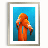 Framed wall art featuring a vibrant flamingo design in a silver frame, showcasing intricate details and a modern aesthetic, perfect for home decor.