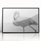 Framed acrylic wall art featuring a vibrant flamingo design on a sleek black background, perfect for adding a tropical touch to modern home decor.