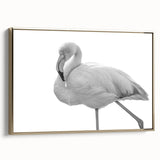 Framed wall art featuring a flamingo design on canvas, set against a gold background, showcasing vibrant colors and intricate details, ideal for home decor.