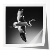 Flamingo-themed wall art print showcasing vibrant pink and green colors against a white background, perfect for tropical decor enthusiasts and modern home styling.