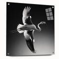 Side view of a vibrant flamingo-themed wall art piece made of acrylic glass, showcasing intricate design details and secured with stylish pins, perfect for modern decor.