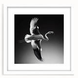 Framed wall art featuring a vibrant flamingo design with a white mat, perfect for adding a tropical touch to home decor. Ideal for bird lovers and art enthusiasts.