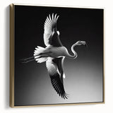 Flamingo-themed wall art design featuring vibrant pink and gold accents on a framed canvas, showcasing a stylish side view for modern home decor.