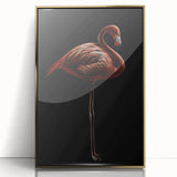 Framed acrylic wall art showcasing a vibrant flamingo design in gold accents, perfect for adding a touch of elegance to any modern decor. Ideal for bird lovers and art enthusiasts.