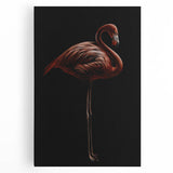 Vibrant flamingo wall art on stretched canvas, showcasing a tropical design with vivid pink hues and elegant details, perfect for home decor accents.