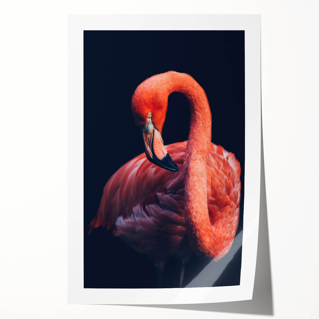 Flamingo-themed wall art print featuring vibrant pink and green colors, showcasing a tropical design ideal for home decor. Perfect for adding a lively touch to any room.