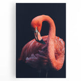 Vibrant flamingo design stretched canvas wall art showcasing pink flamingos in a tropical setting, perfect for enhancing modern home decor aesthetics.