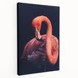 Stretched canvas wall art featuring a vibrant flamingo design in pink and tropical colors, perfect for brightening living spaces and adding a touch of nature.