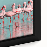 Framed canvas wall art featuring a vibrant flamingo design, showcasing intricate details and bold colors, perfect for adding a tropical touch to home decor.