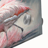Close-up of vibrant acrylic wall art featuring a flamingo design, showcasing intricate details and colors, perfect for adding a tropical touch to home decor.