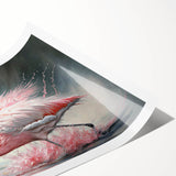 Flamingo-themed wall art design showcasing vibrant pink flamingos against a tropical background, ideal for home decor or art collections. High-quality rolled print.