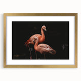 Framed flamingo wall art collection with gold accents, showcasing vibrant pink and green colors, perfect for enhancing modern decor. Ideal for bird enthusiasts.
