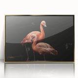 Framed wall art featuring a vibrant flamingo design in acrylic with a gold frame, showcasing tropical colors and elegant detailing for stylish decor. Perfect for enhancing living spaces with a touch of nature-inspired elegance.