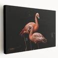 Vibrant flamingo-themed stretched canvas wall art showcasing a colorful tropical design with intricate details, perfect for enhancing living spaces or office decor.