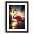 Framed wall art collection featuring a stylish flamingo design with a black mat and frame, perfect for modern home decor. Ideal for adding a tropical touch to living spaces.