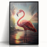 Framed acrylic wall art featuring a beautiful flamingo design, showcasing vibrant pink and white colors, ideal for modern home decor. Perfect for bird lovers and art enthusiasts.