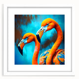 Framed wall art collection featuring elegant flamingo design with a white mat, showcasing vibrant pink and green colors, perfect for home decor enhancement.