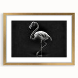Framed wall art featuring a stunning flamingo design in vibrant pink and gold, set against a neutral background, ideal for modern home decor and tropical themes.
