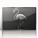 Framed wall art collection featuring elegant flamingo designs in vibrant colors, set in a sleek silver frame, ideal for modern home decor.