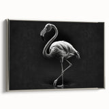 Framed wall art collection showcasing a stylish flamingo design on canvas, featuring silver accents and a contemporary aesthetic, ideal for modern home decor.