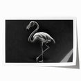 Vibrant flamingo wall art print featuring a tropical design with pink and green hues, elegantly rolled and packaged in a protective cardboard tube for easy display.