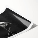 Flamingo wall art print featuring vibrant pink tones on a textured background, ideal for home decor. The rolled design is perfect for easy framing and installation.