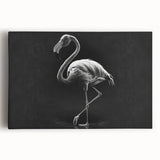 Stretched canvas wall art featuring a vibrant flamingo design in pink and green hues, perfect for tropical-themed decor. Ideal for enhancing living spaces with a touch of nature-inspired elegance.