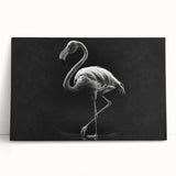 Flamingo-themed wall art design on stretched canvas, showcasing vibrant pink and green colors, perfect for adding a playful touch to modern decor.