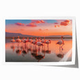 Flamingo-themed wall art print featuring vibrant pink and teal colors, rolled and packaged in a protective tube, ideal for home decor enthusiasts.