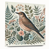 Colorful acrylic wall art collection depicting various garden birds, displayed in a side view with pins, showcasing intricate details and vibrant colors, perfect for nature lovers.
