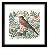 Framed wall art collection showcasing vibrant garden birds in an elegant black frame with a white mat, perfect for enhancing home decor and nature-inspired interiors.