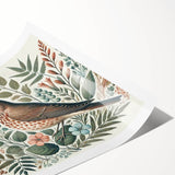 Vibrant rolled print showcasing a collection of garden birds in various poses, featuring rich colors and intricate details, perfect for nature-themed home decor.