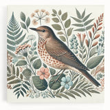 Colorful garden birds wall art collection on stretched canvas, showcasing vibrant avian designs in a serene outdoor setting, perfect for home decor.