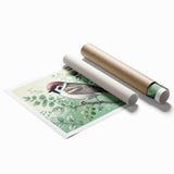 Vibrant rolled print showcasing a variety of colorful garden birds in an artistic design, ideal for home decor and nature enthusiasts, packaged securely for delivery.