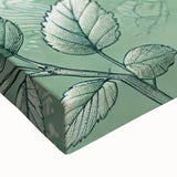 Close-up of a vibrant stretched canvas wall art featuring colorful garden birds design, showcasing intricate details and textures, perfect for home decor.