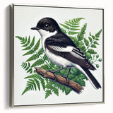 Framed wall art of garden birds design in a silver frame, showcasing vibrant colors and intricate details, perfect for enhancing home decor.