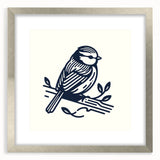 Framed wall art collection depicting various garden birds in vibrant colors, featuring a sleek silver frame with a mat, ideal for home decor enthusiasts.