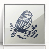 Framed wall art showcasing a vibrant garden birds design with intricate details and bright colors, perfect for enhancing home decor and adding a nature-inspired touch.